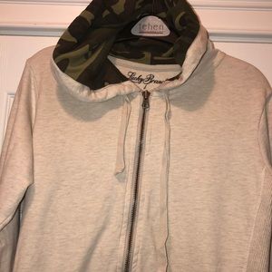 Cream with green camouflage hood